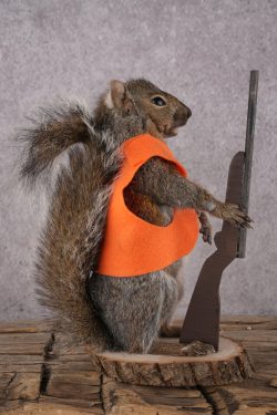 Hunting Squirrel with Rifle and Orange Vest SKU 2935 - Image 3