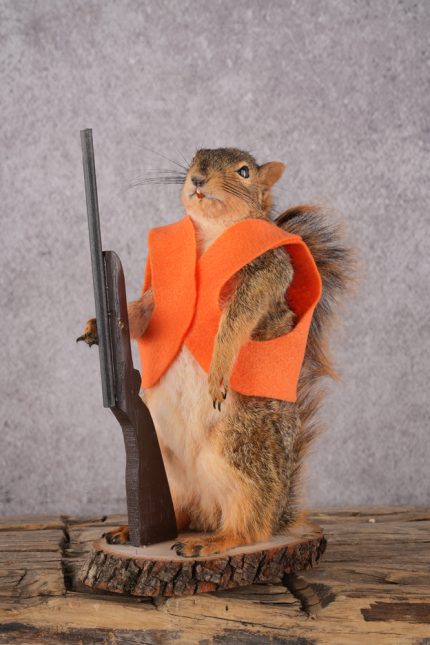 Hunting Squirrel with Rifle and Orange Vest SKU 2934