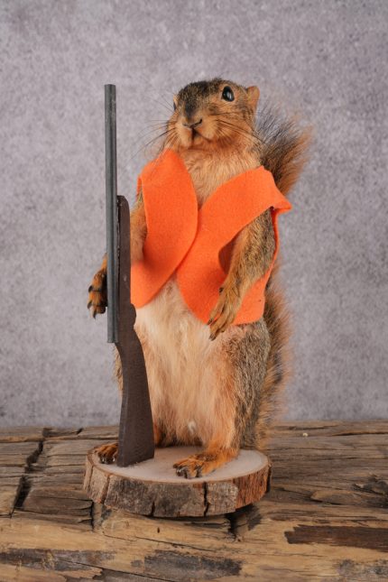 Hunting Squirrel with Rifle and Orange Vest SKU 2933