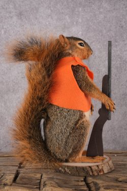 Hunting Squirrel with Rifle and Orange Vest SKU 2933 - Image 3