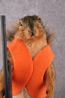 Hunting Squirrel with Rifle and Orange Vest SKU 2933 - Image 2