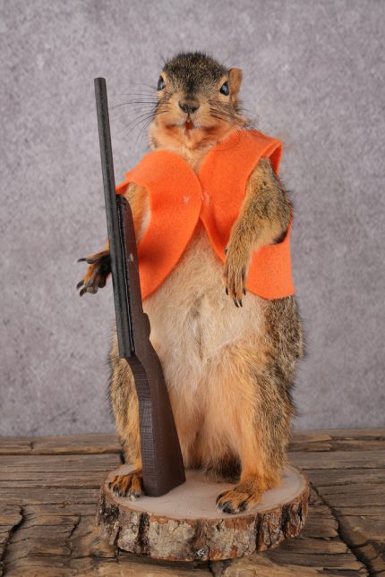 Hunting Squirrel with Rifle and Orange Vest SKU 2932